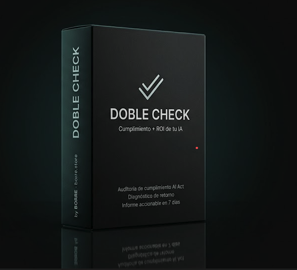 Caja del producto Doble Check: cumplimiento del AI Act y ROI de tu IA